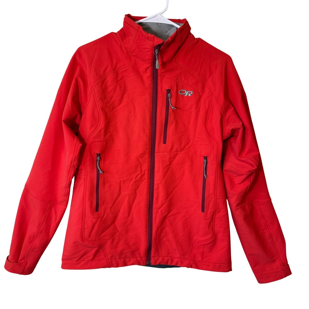 Outdoor Research Softshell Jacket Women M Red Full Zip Hiking Stretch Coat